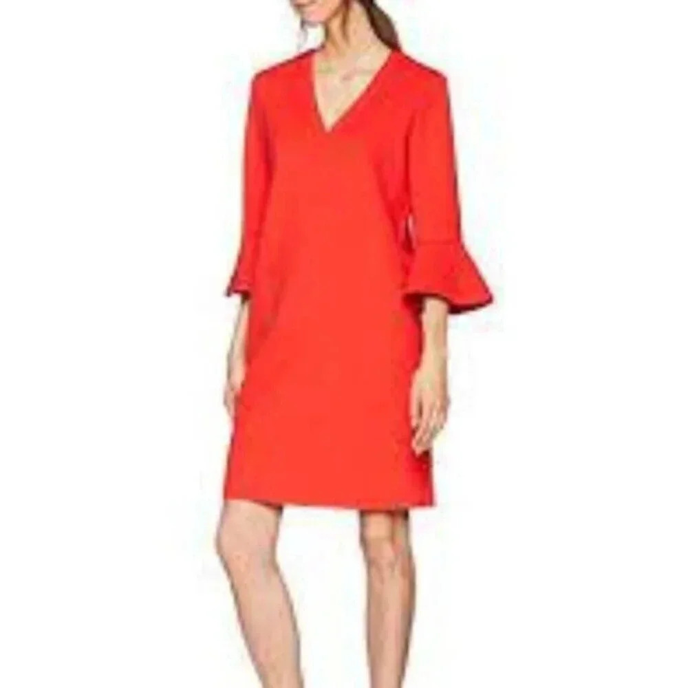 Escada Sport Darielle Bell Sleeve Tulip Rouge  Dress XS